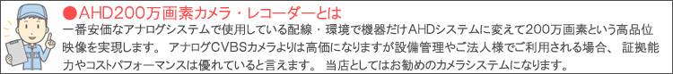 防犯カメラ（ＡＨＤ２００万画素）の説明