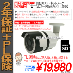 【1年保証+PL保険】防犯カメラ・ネットワーク・IPカメラSDカード録画カメラ・筒型|最大130万画素・SD200GB対応|SDカード32GB付属|ES-CW105SW/C